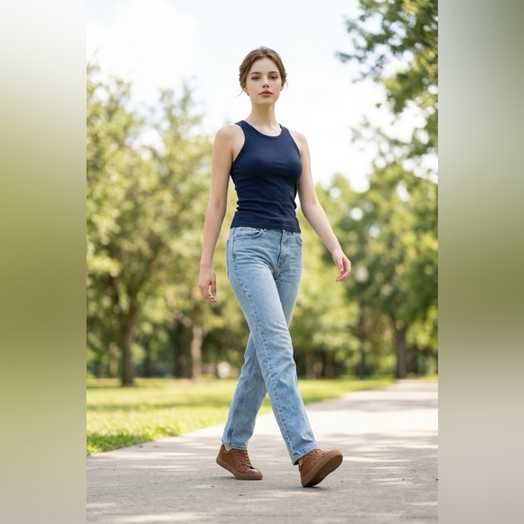 J. Crew Navy Ribbed Tank Top - Picture 1 of 4